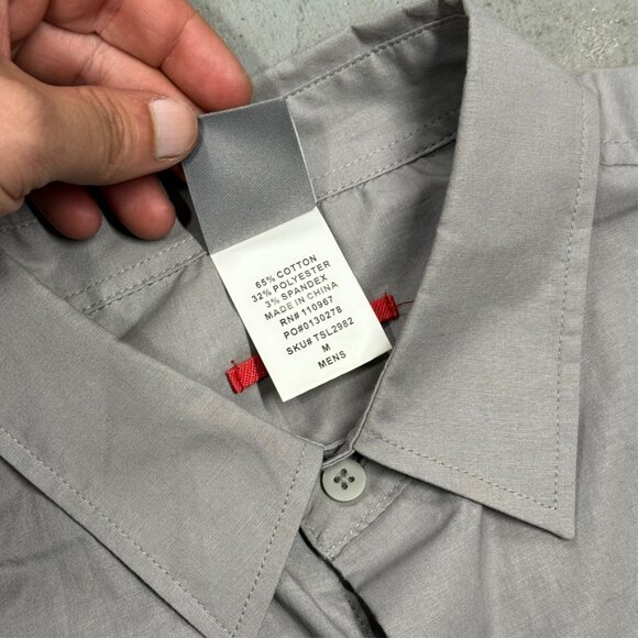 Tesla Long Sleeve Button Up Shirt Grey Strech Medium - Picture 7 of 7
